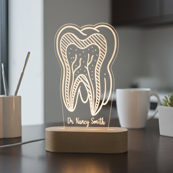 Personalized Dentist Night Light • Custom LED Tooth Lamp • Grad Gift - Picture 8 of 8